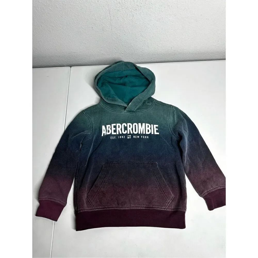 Abercrombie And Fitch Unisex Fleece Kids Cotton Blend Hoodie Size 5/6 Ombre